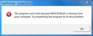  msvcr100 dll ошибка которую выдает Windows