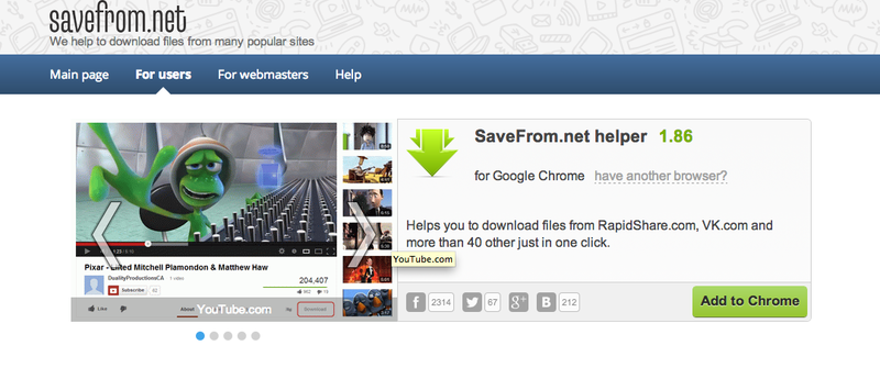 Программы SaveFromNet и Download Helper для скачивания музыки и видео из соцсетей и с Ютуба